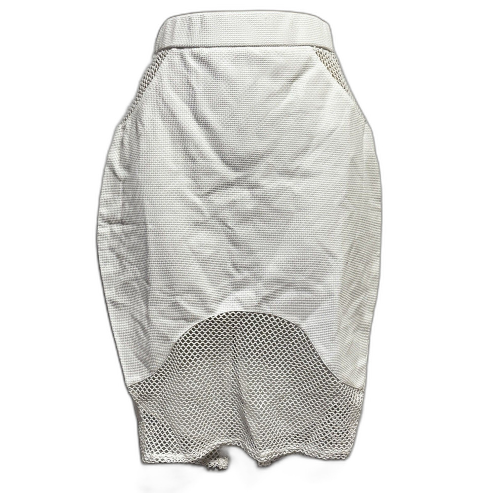 Rehab White Pencil Skirt Mesh Zippered Back Slit Size Small